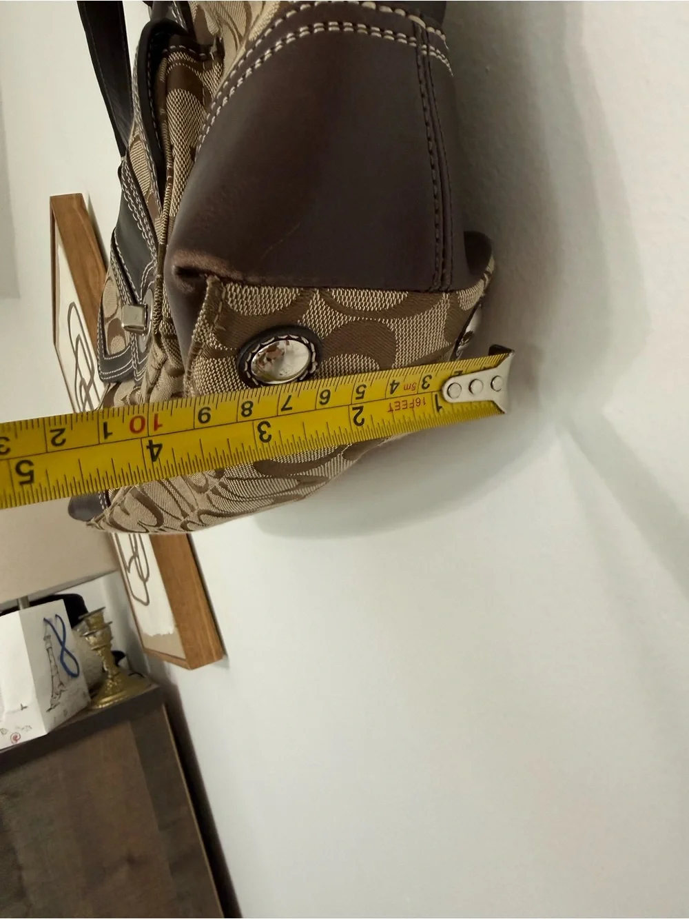 Coach Tan and Dark Brown Signature Canvas Satchel
